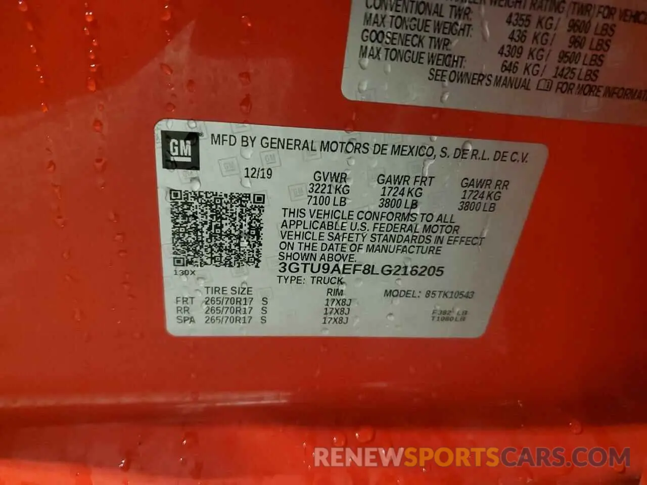 13 fotografías del automóvil dañado 3GTU9AEF8LG216205 GMC SIERRA 2020