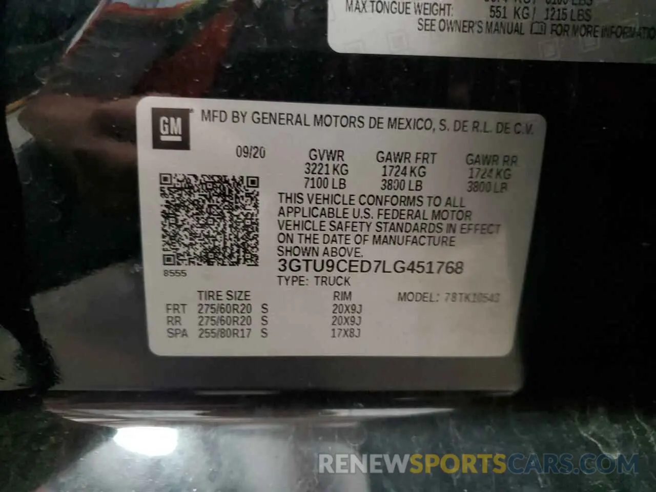 12 fotografías del automóvil dañado 3GTU9CED7LG451768 GMC SIERRA 2020