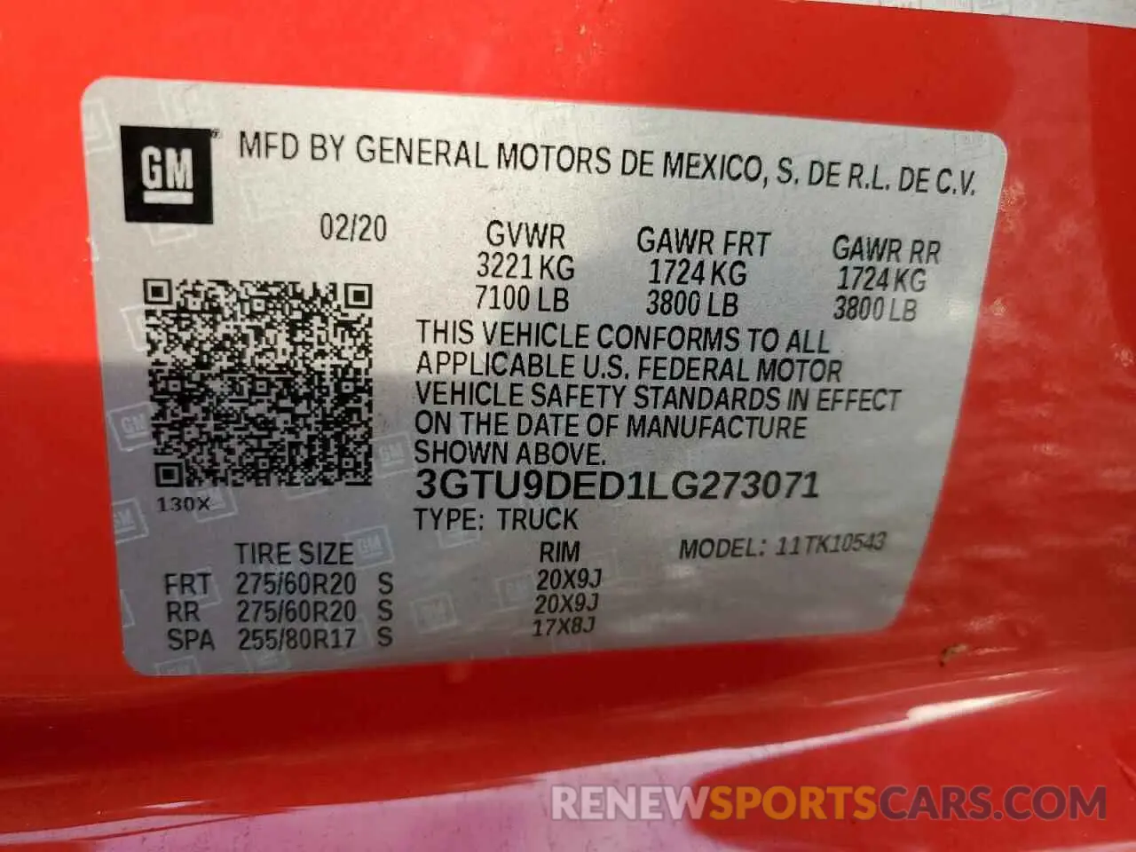 15 fotografías del automóvil dañado 3GTU9DED1LG273071 GMC SIERRA 2020