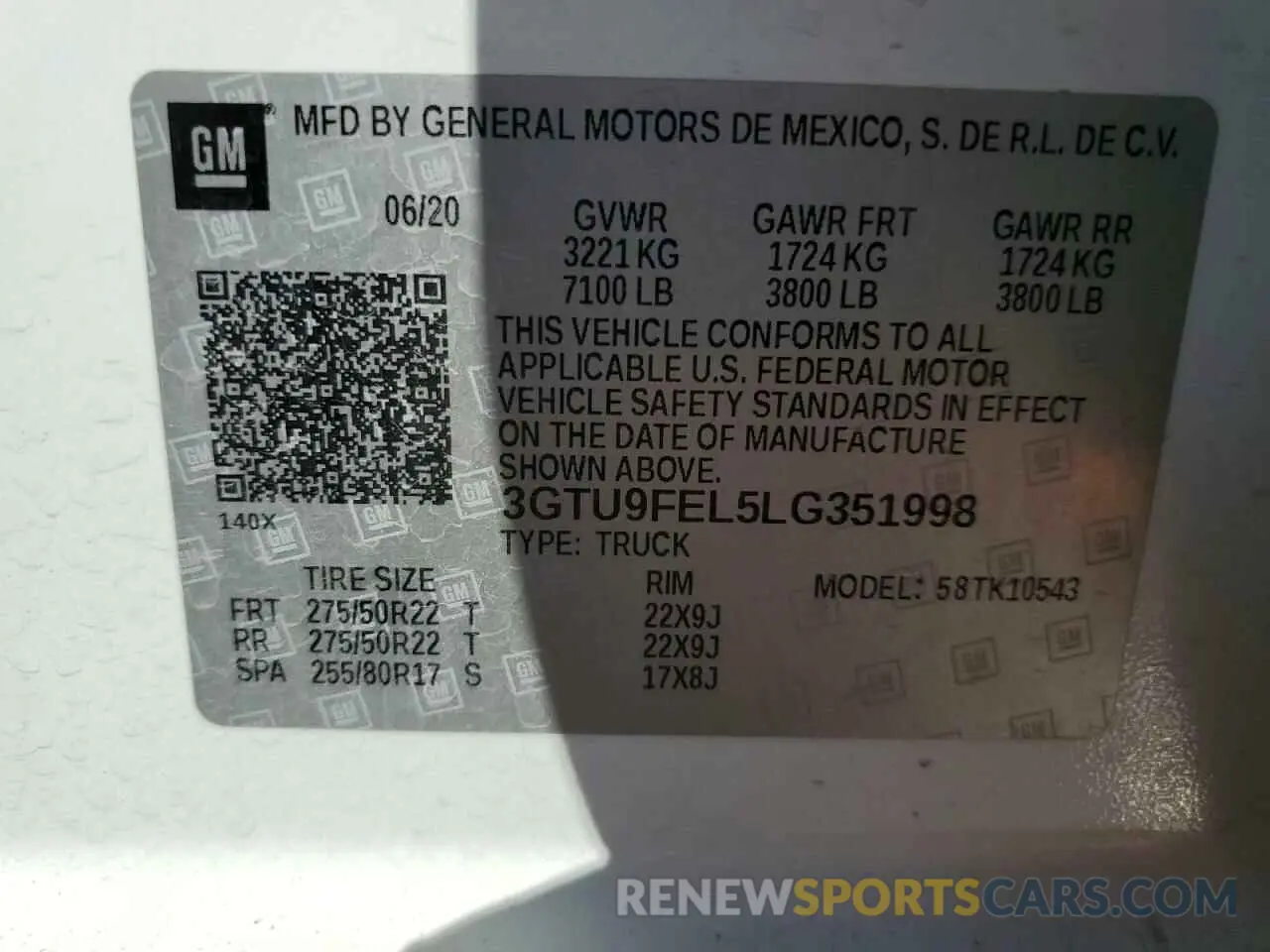 13 fotografías del automóvil dañado 3GTU9FEL5LG351998 GMC SIERRA 2020