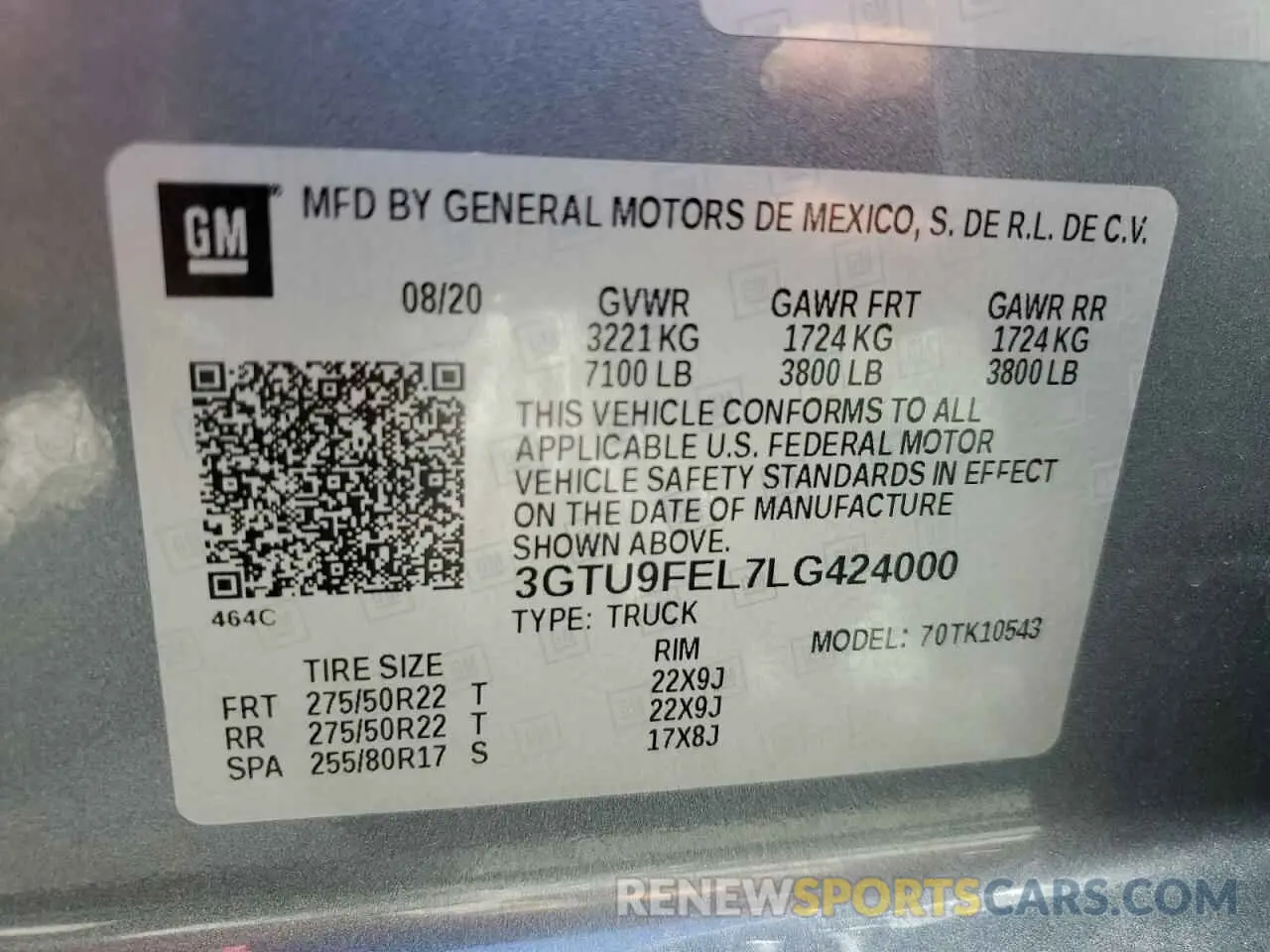 13 fotografías del automóvil dañado 3GTU9FEL7LG424000 GMC SIERRA 2020