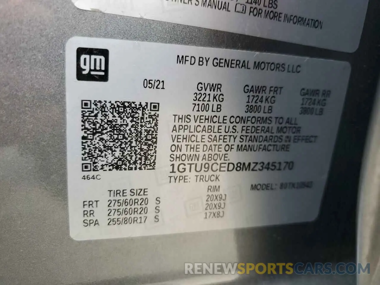 12 fotografías del automóvil dañado 1GTU9CED8MZ345170 GMC SIERRA 2021