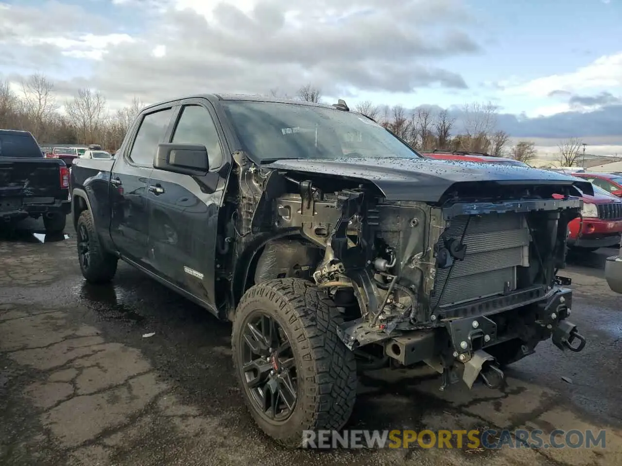 4 fotografías del automóvil dañado 1GTU9CED9MZ347378 GMC SIERRA 2021