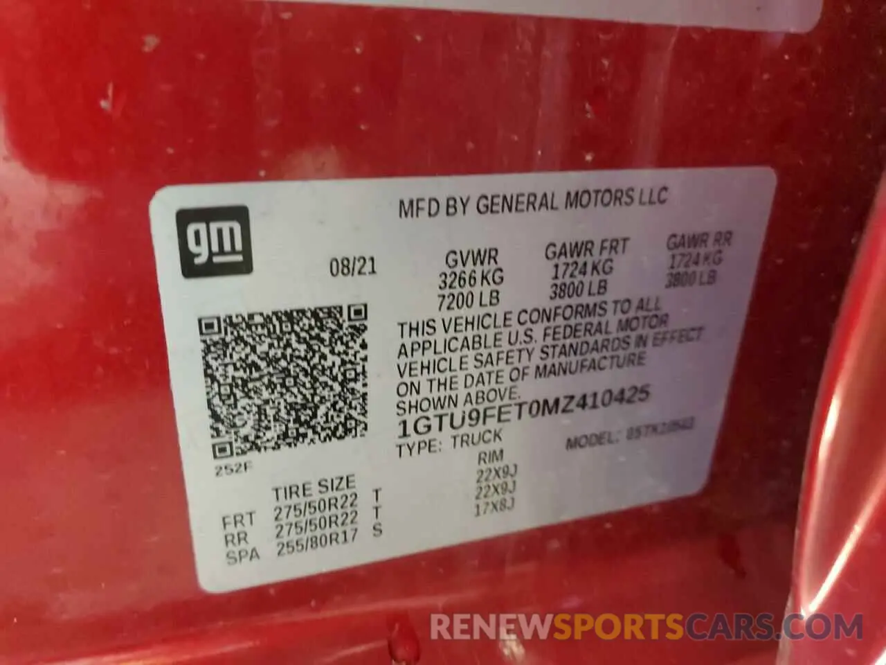 15 fotografías del automóvil dañado 1GTU9FET0MZ410425 GMC SIERRA 2021