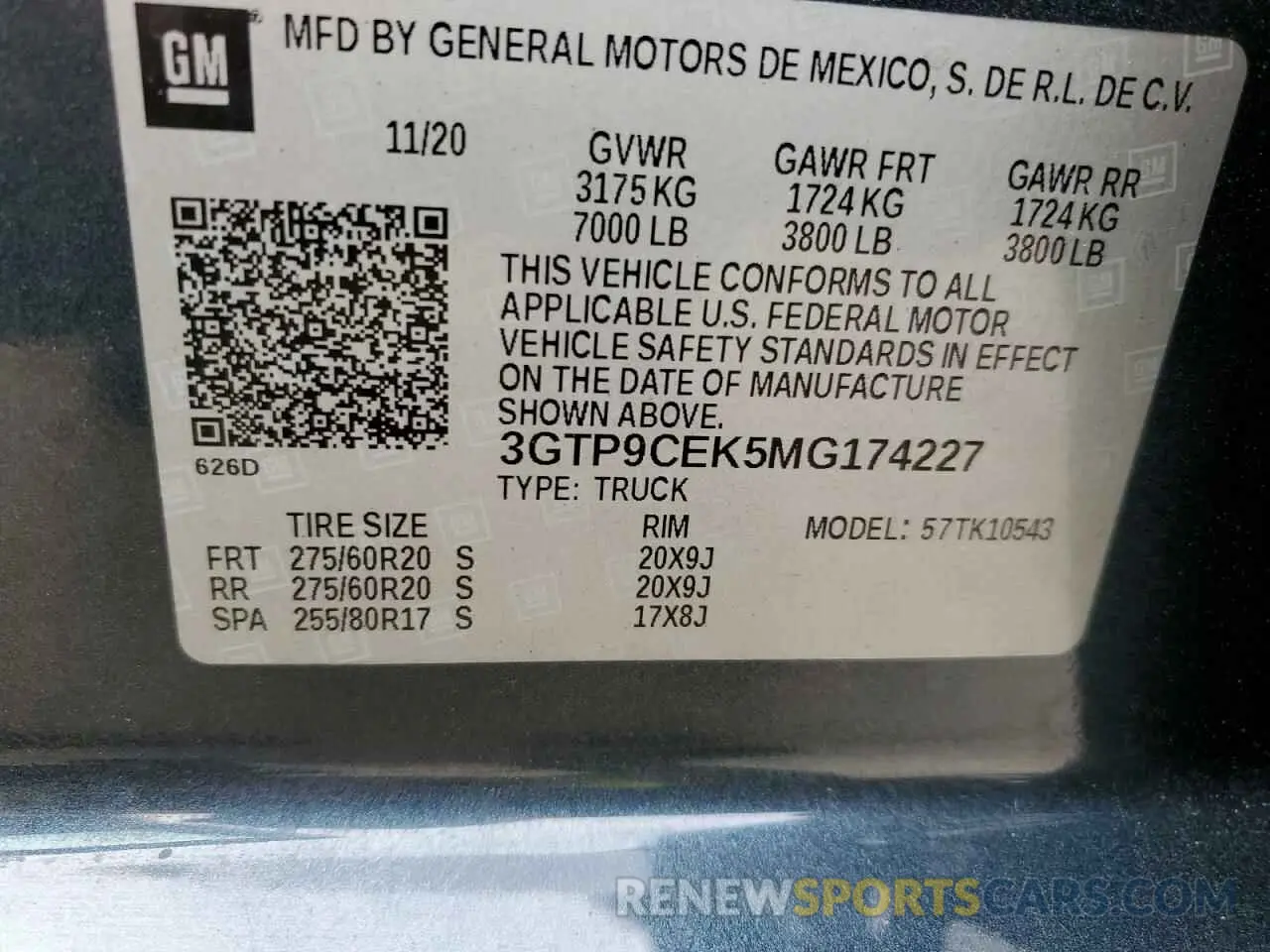 12 fotografías del automóvil dañado 3GTP9CEK5MG174227 GMC SIERRA 2021