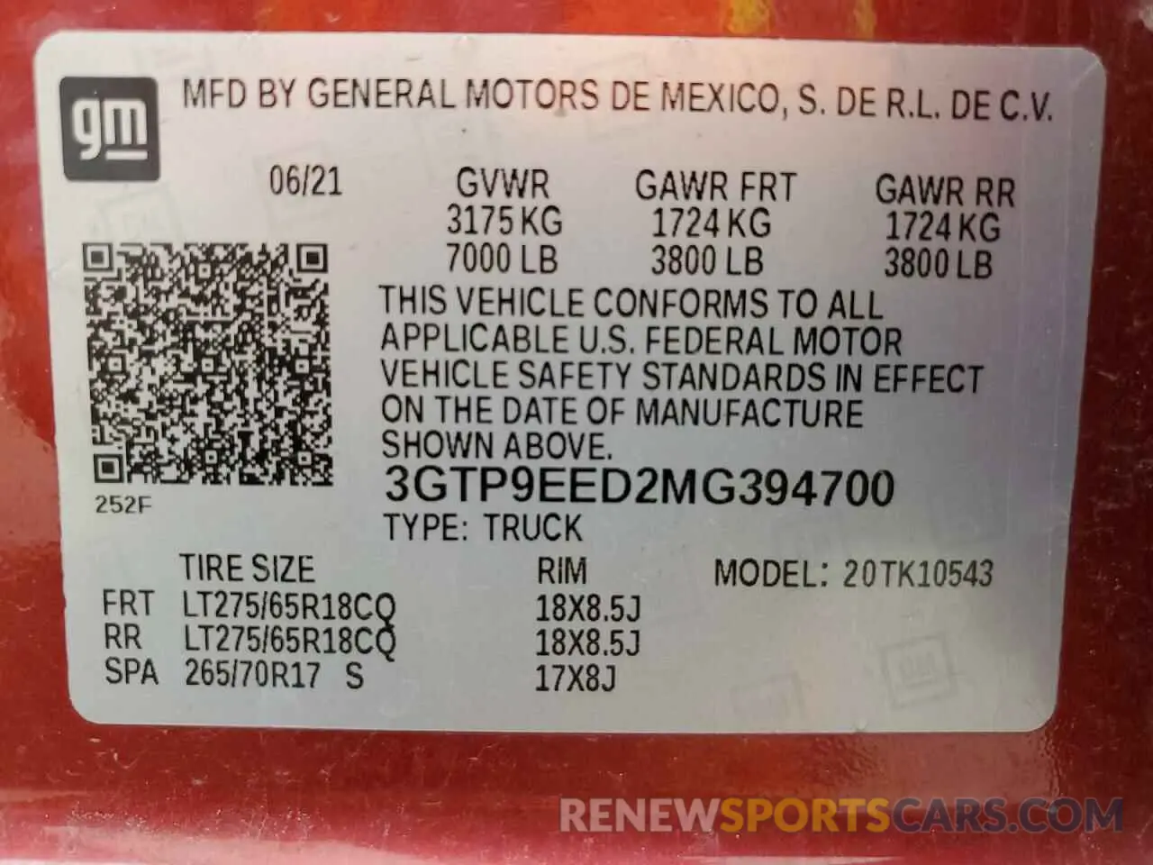 12 fotografías del automóvil dañado 3GTP9EED2MG394700 GMC SIERRA 2021