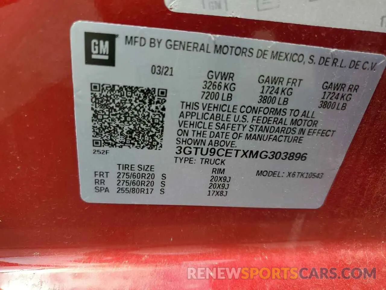 12 fotografías del automóvil dañado 3GTU9CETXMG303896 GMC SIERRA 2021