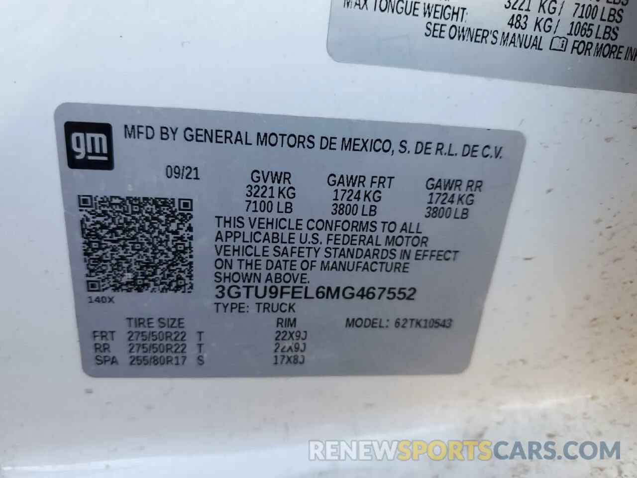 14 fotografías del automóvil dañado 3GTU9FEL6MG467552 GMC SIERRA 2021