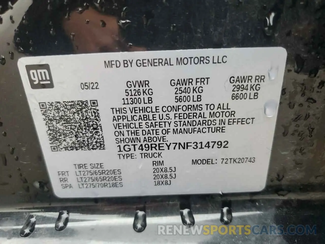 13 fotografías del automóvil dañado 1GT49REY7NF314792 GMC SIERRA 2022