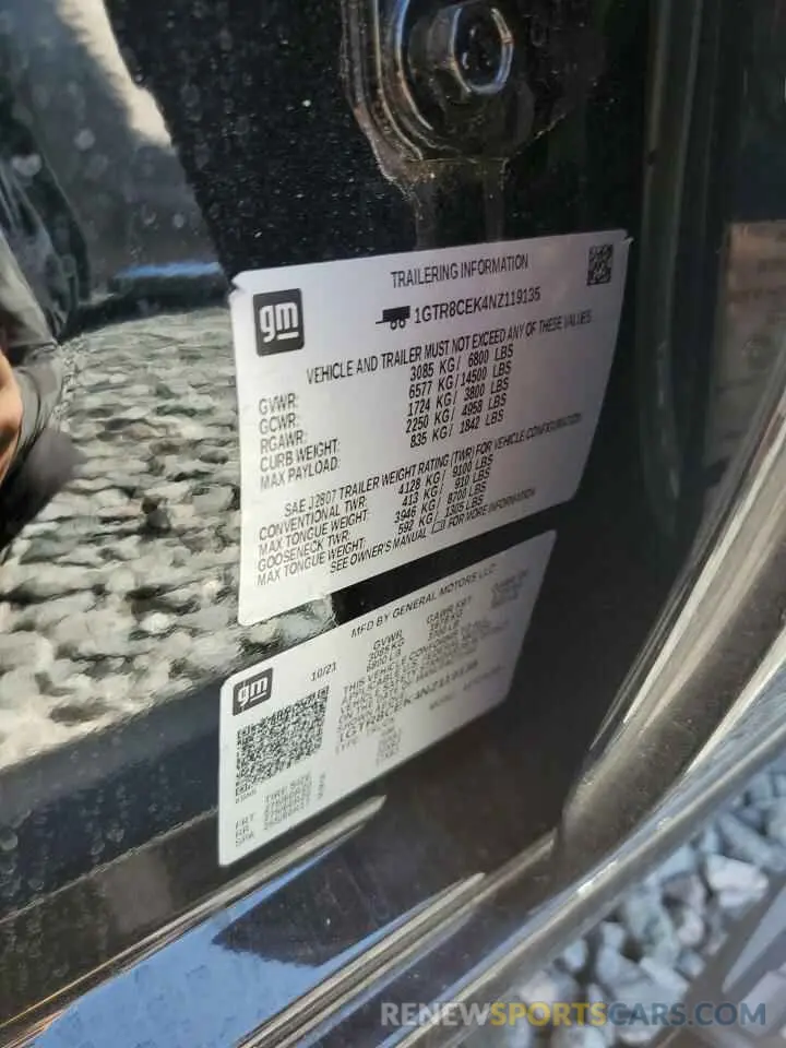 12 fotografías del automóvil dañado 1GTR8CEK4NZ119135 GMC SIERRA 2022