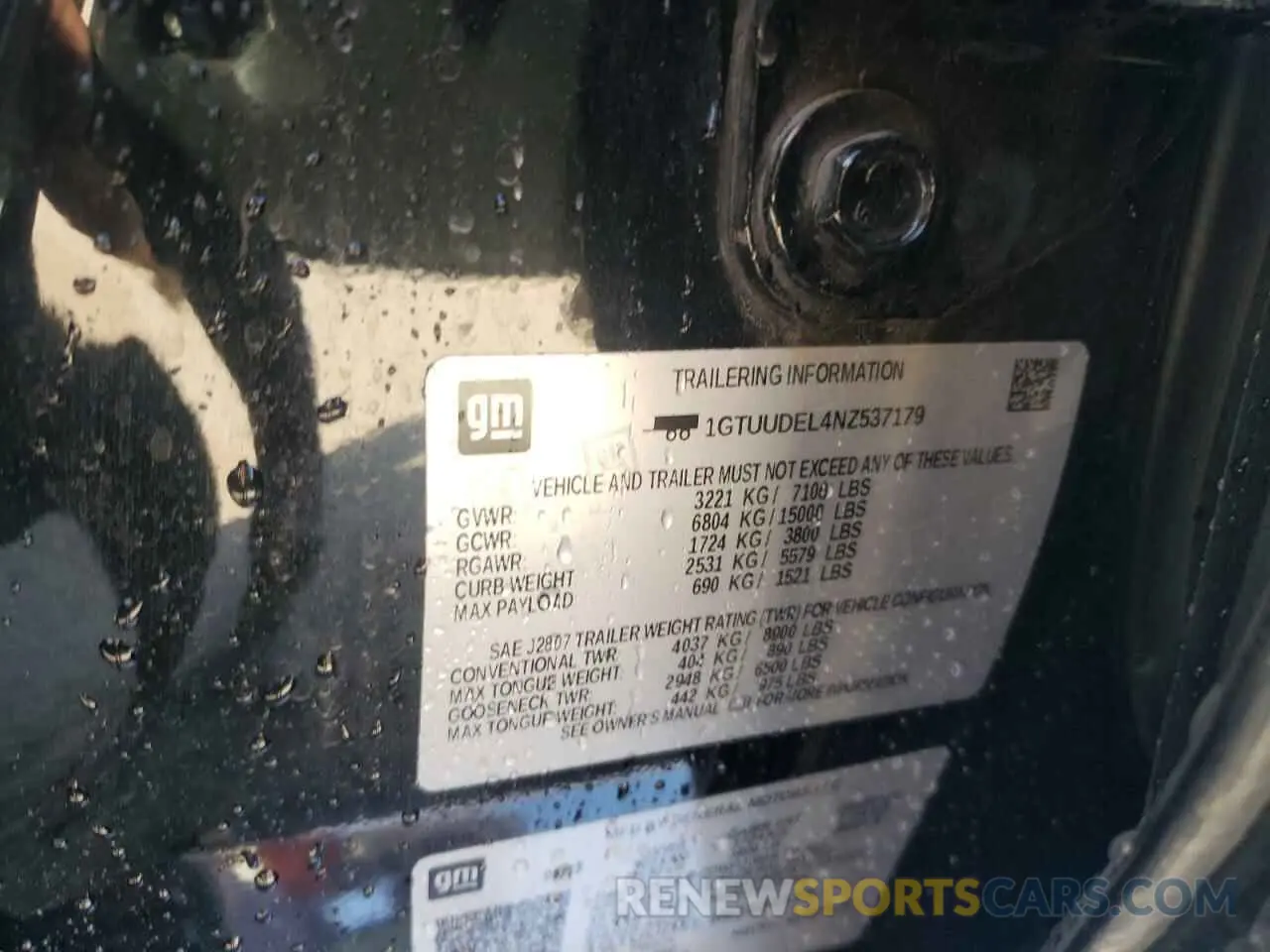 13 fotografías del automóvil dañado 1GTUUDEL4NZ537179 GMC SIERRA 2022