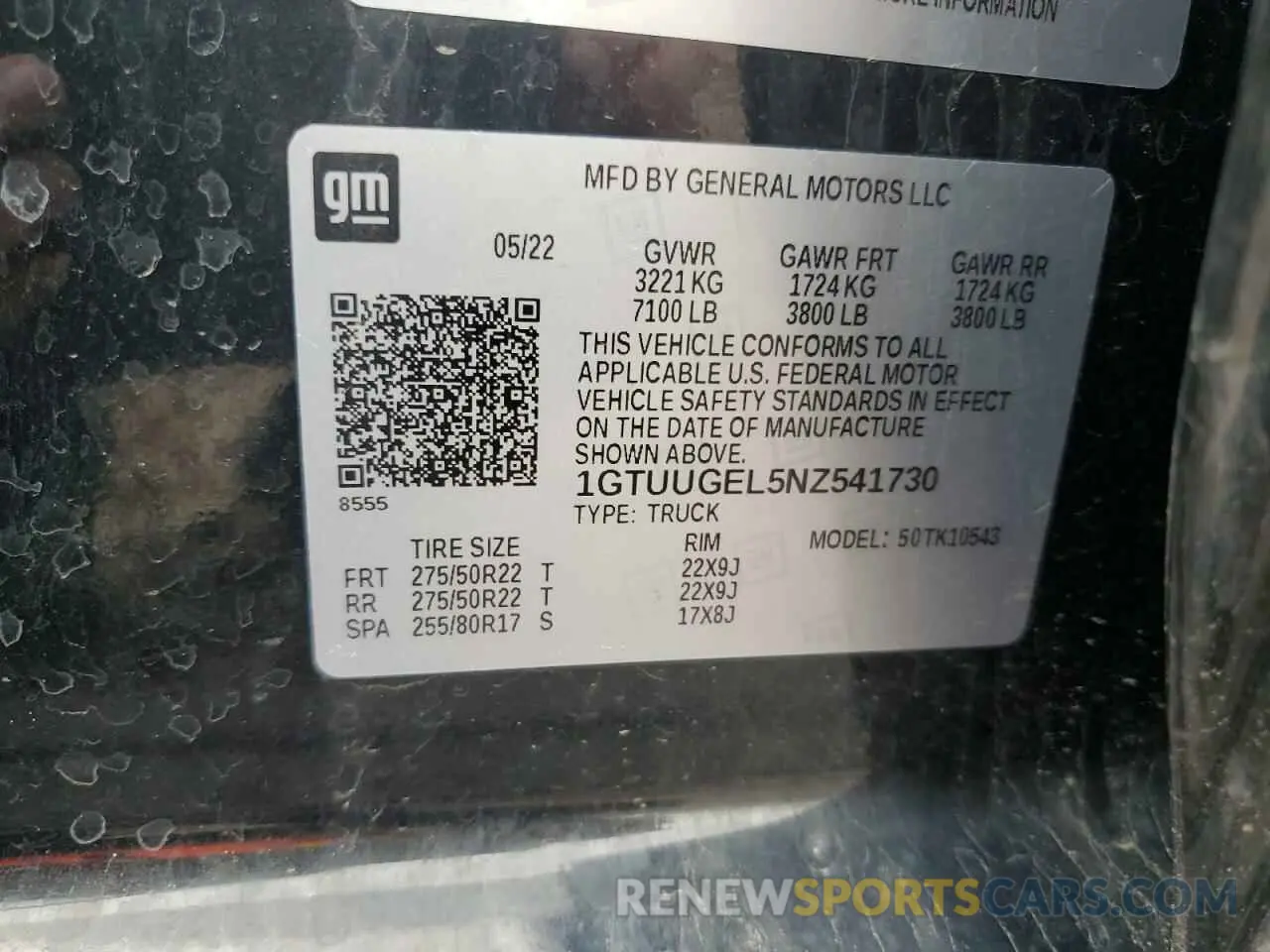 12 fotografías del automóvil dañado 1GTUUGEL5NZ541730 GMC SIERRA 2022