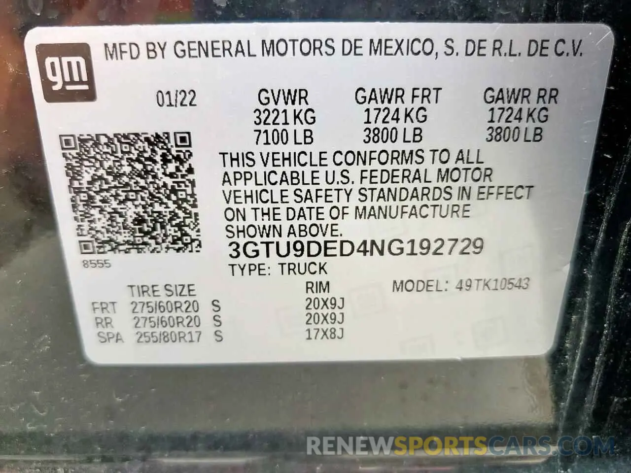 12 fotografías del automóvil dañado 3GTU9DED4NG192729 GMC SIERRA 2022