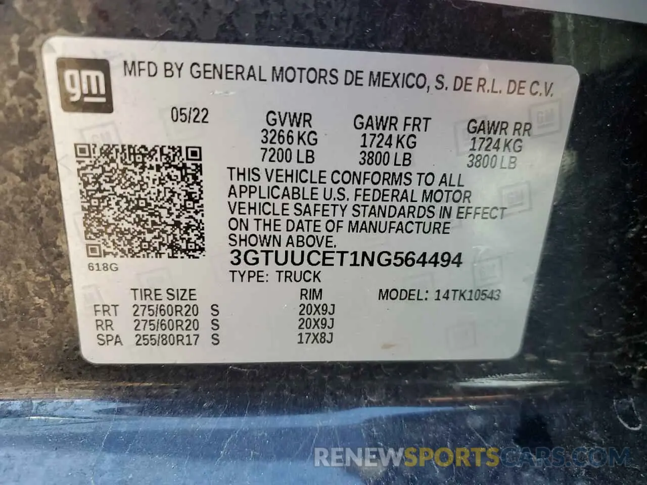 12 fotografías del automóvil dañado 3GTUUCET1NG564494 GMC SIERRA 2022