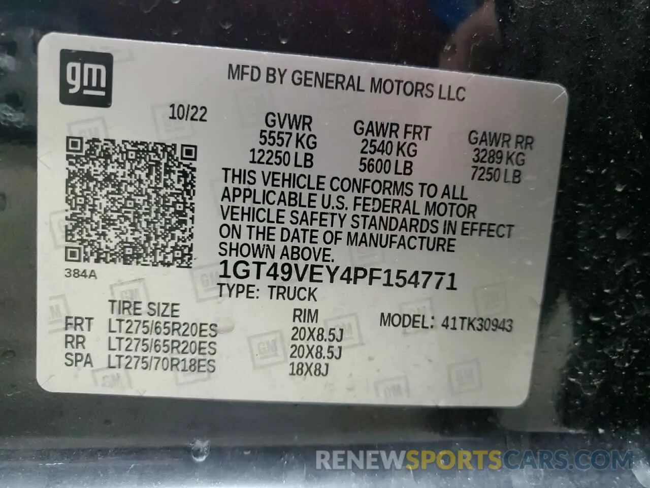 12 fotografías del automóvil dañado 1GT49VEY4PF154771 GMC SIERRA 2023