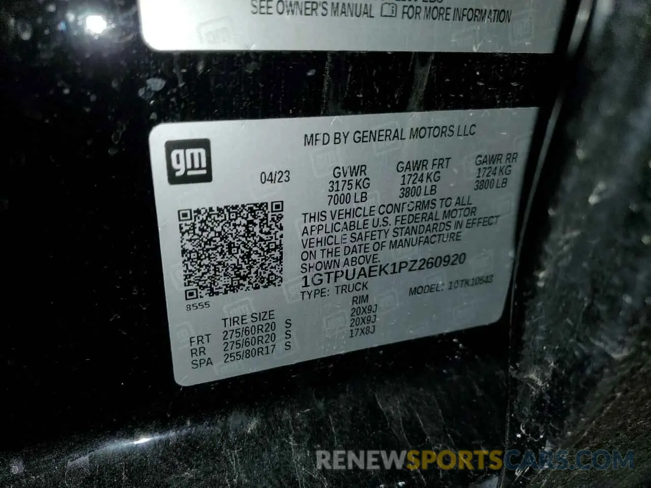 14 fotografías del automóvil dañado 1GTPUAEK1PZ260920 GMC SIERRA 2023