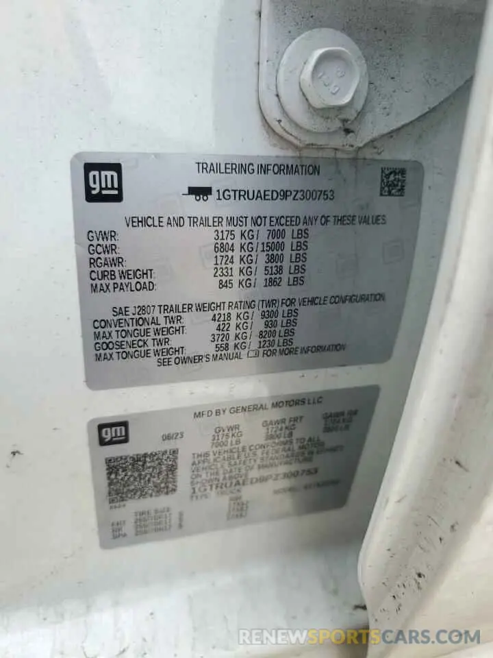 12 fotografías del automóvil dañado 1GTRUAED9PZ300753 GMC SIERRA 2023