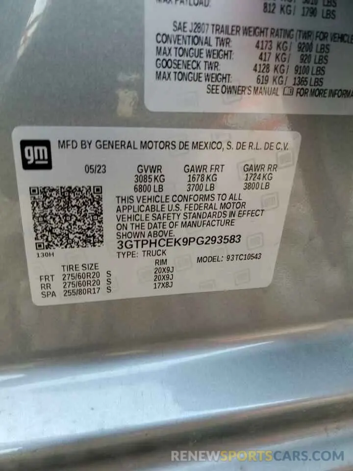 12 fotografías del automóvil dañado 3GTPHCEK9PG293583 GMC SIERRA 2023