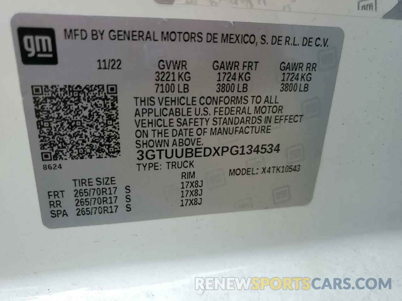12 fotografías del automóvil dañado 3GTUUBEDXPG134534 GMC SIERRA 2023