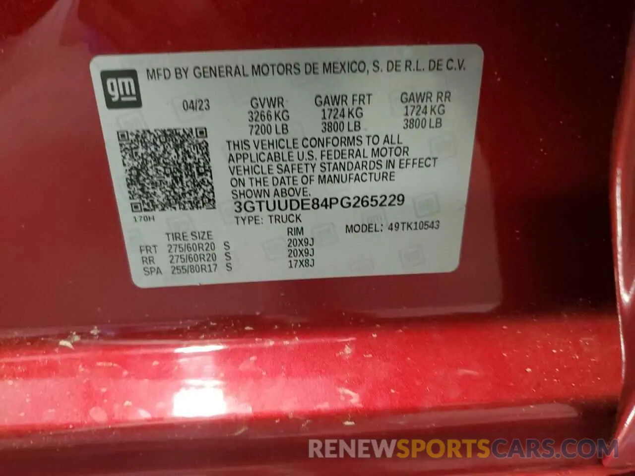 12 fotografías del automóvil dañado 3GTUUDE84PG265229 GMC SIERRA 2023