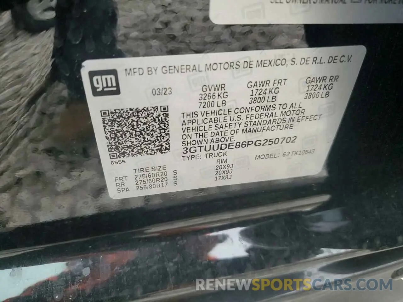 12 fotografías del automóvil dañado 3GTUUDE86PG250702 GMC SIERRA 2023