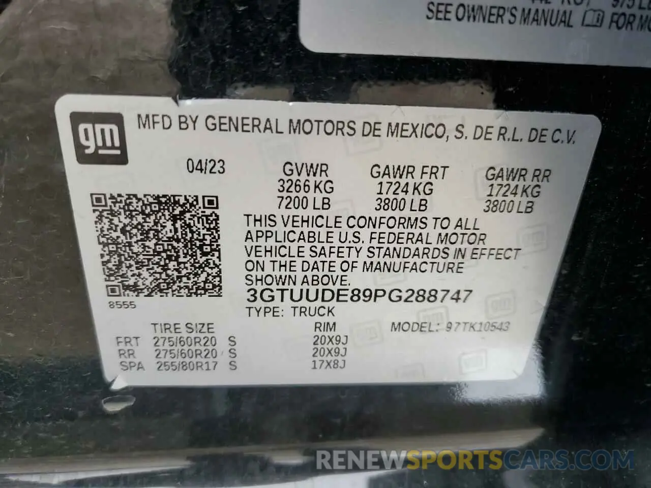 12 fotografías del automóvil dañado 3GTUUDE89PG288747 GMC SIERRA 2023
