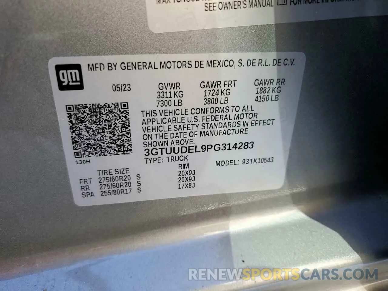 12 fotografías del automóvil dañado 3GTUUDEL9PG314283 GMC SIERRA 2023