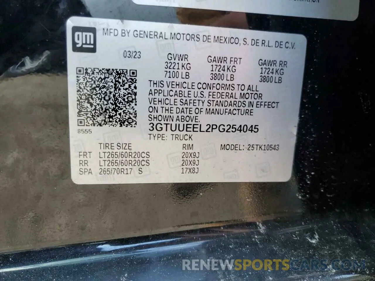 12 fotografías del automóvil dañado 3GTUUEEL2PG254045 GMC SIERRA 2023