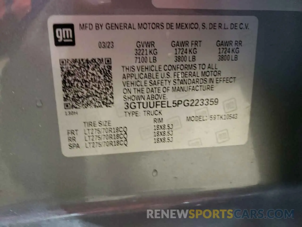 13 fotografías del automóvil dañado 3GTUUFEL5PG223359 GMC SIERRA 2023