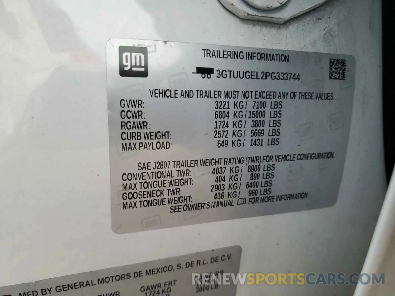 12 fotografías del automóvil dañado 3GTUUGEL2PG333744 GMC SIERRA 2023