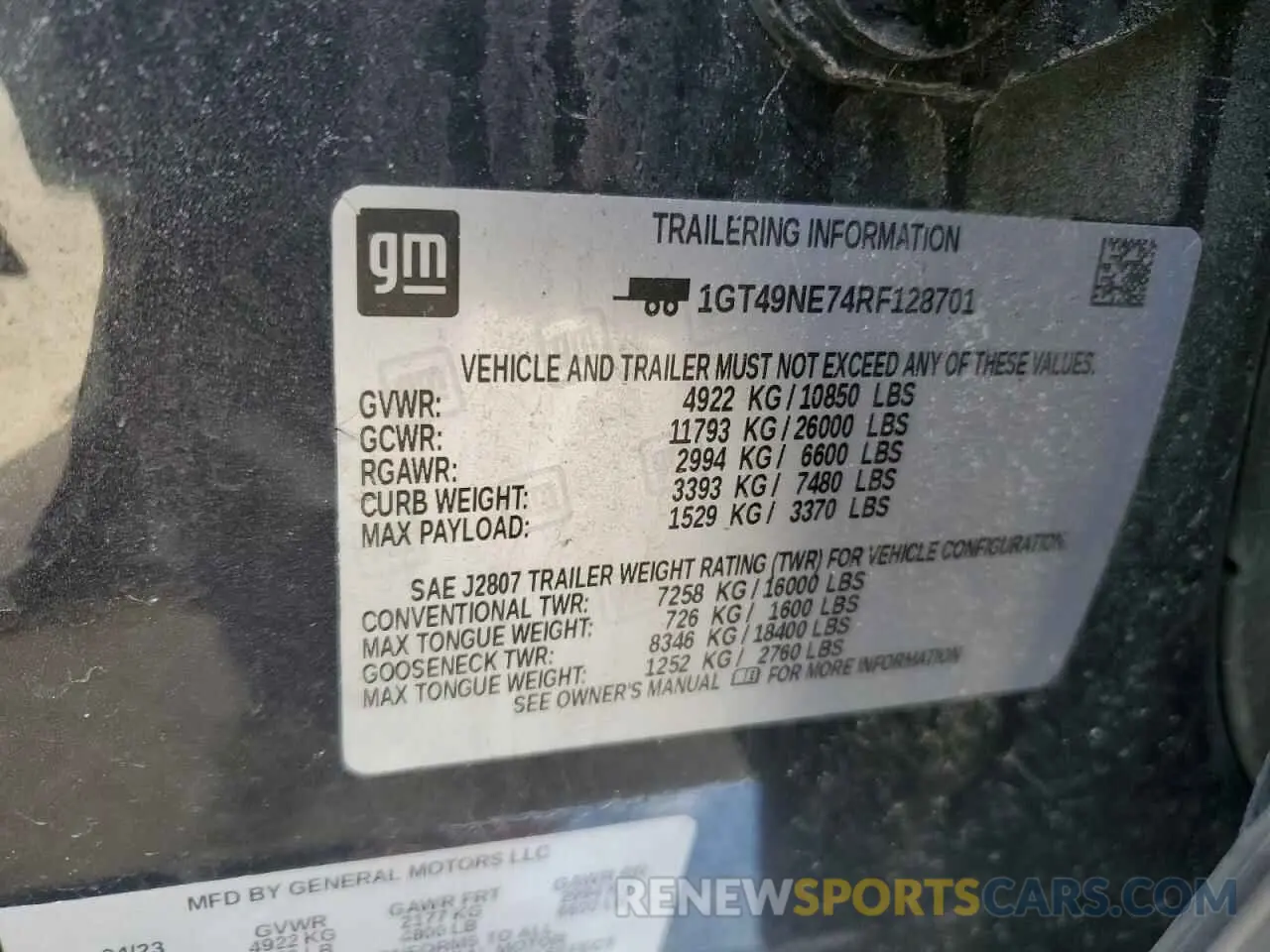 12 fotografías del automóvil dañado 1GT49NE74RF128701 GMC SIERRA 2024