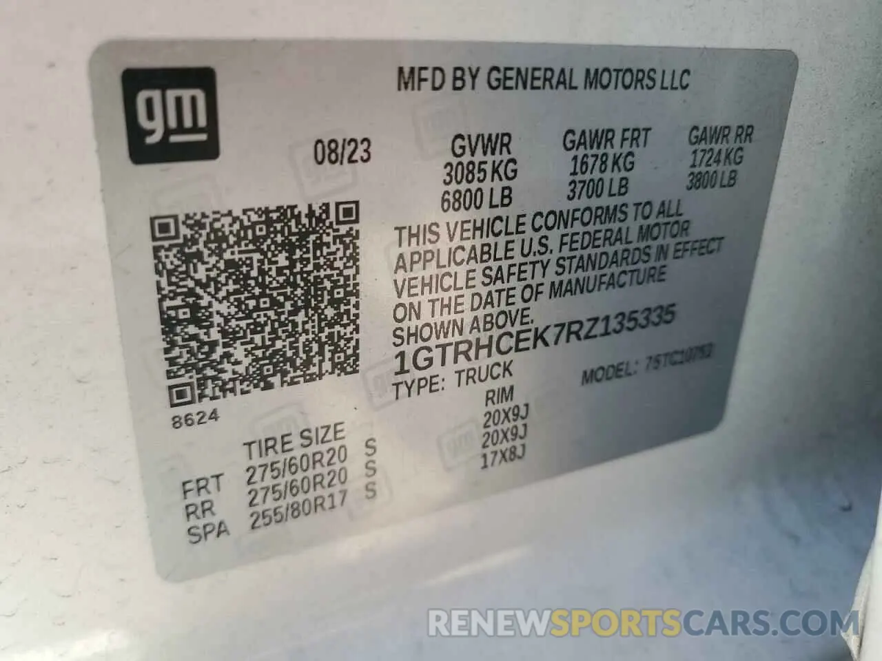 12 fotografías del automóvil dañado 1GTRHCEK7RZ135335 GMC SIERRA 2024