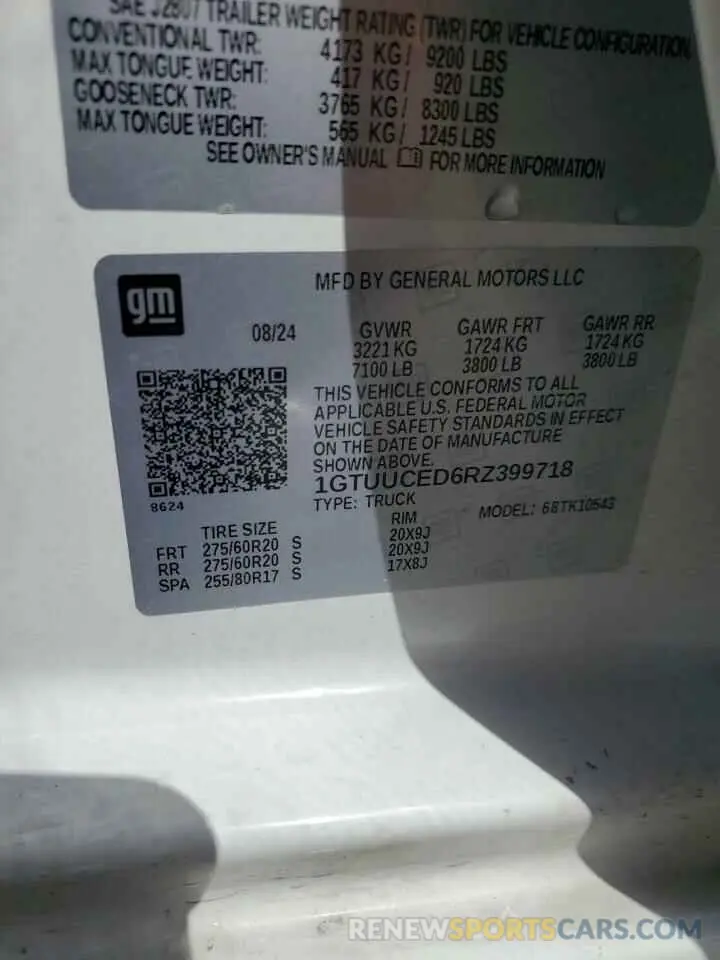 13 fotografías del automóvil dañado 1GTUUCED6RZ399718 GMC SIERRA 2024