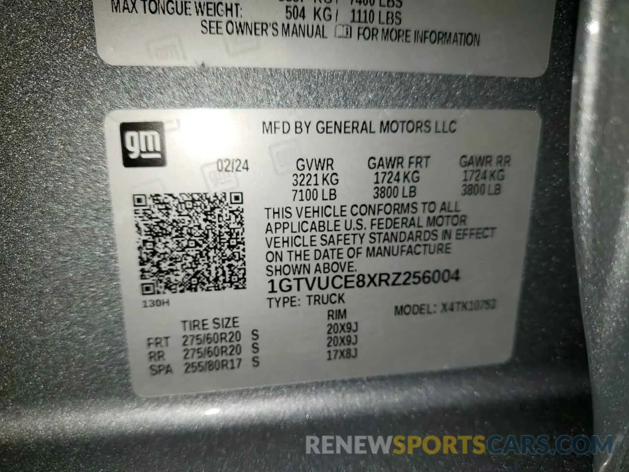 12 fotografías del automóvil dañado 1GTVUCE8XRZ256004 GMC SIERRA 2024