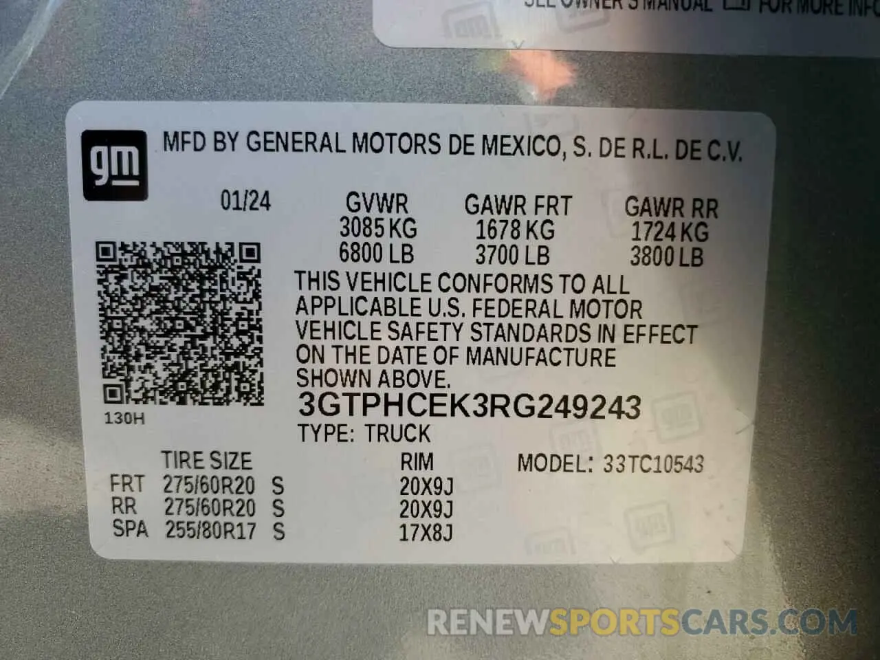 12 fotografías del automóvil dañado 3GTPHCEK3RG249243 GMC SIERRA 2024