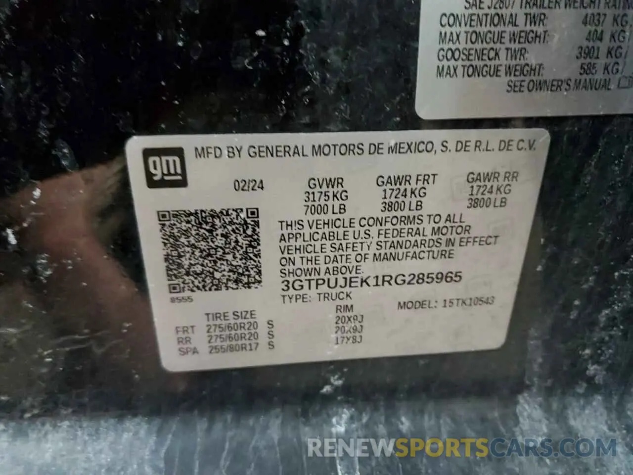 12 fotografías del automóvil dañado 3GTPUJEK1RG285965 GMC SIERRA 2024