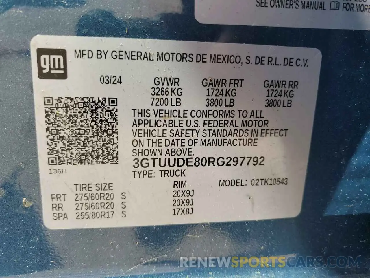 14 fotografías del automóvil dañado 3GTUUDE80RG297792 GMC SIERRA 2024