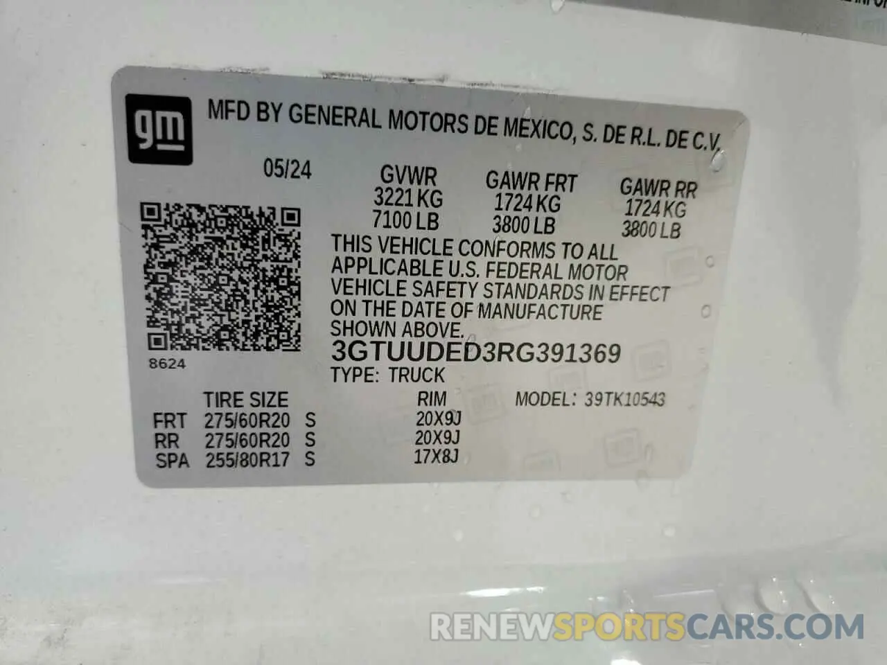 12 fotografías del automóvil dañado 3GTUUDED3RG391369 GMC SIERRA 2024