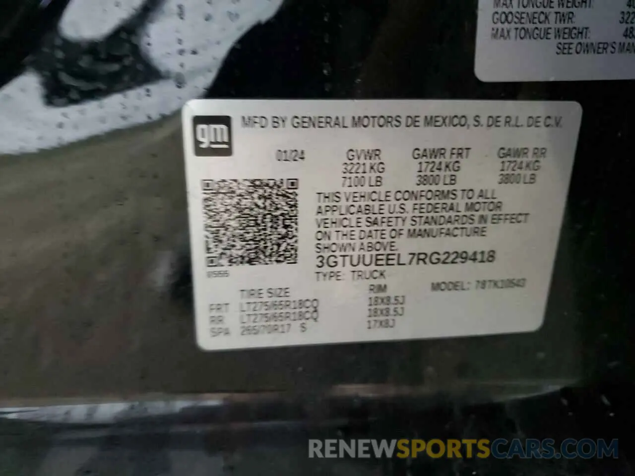 12 fotografías del automóvil dañado 3GTUUEEL7RG229418 GMC SIERRA 2024