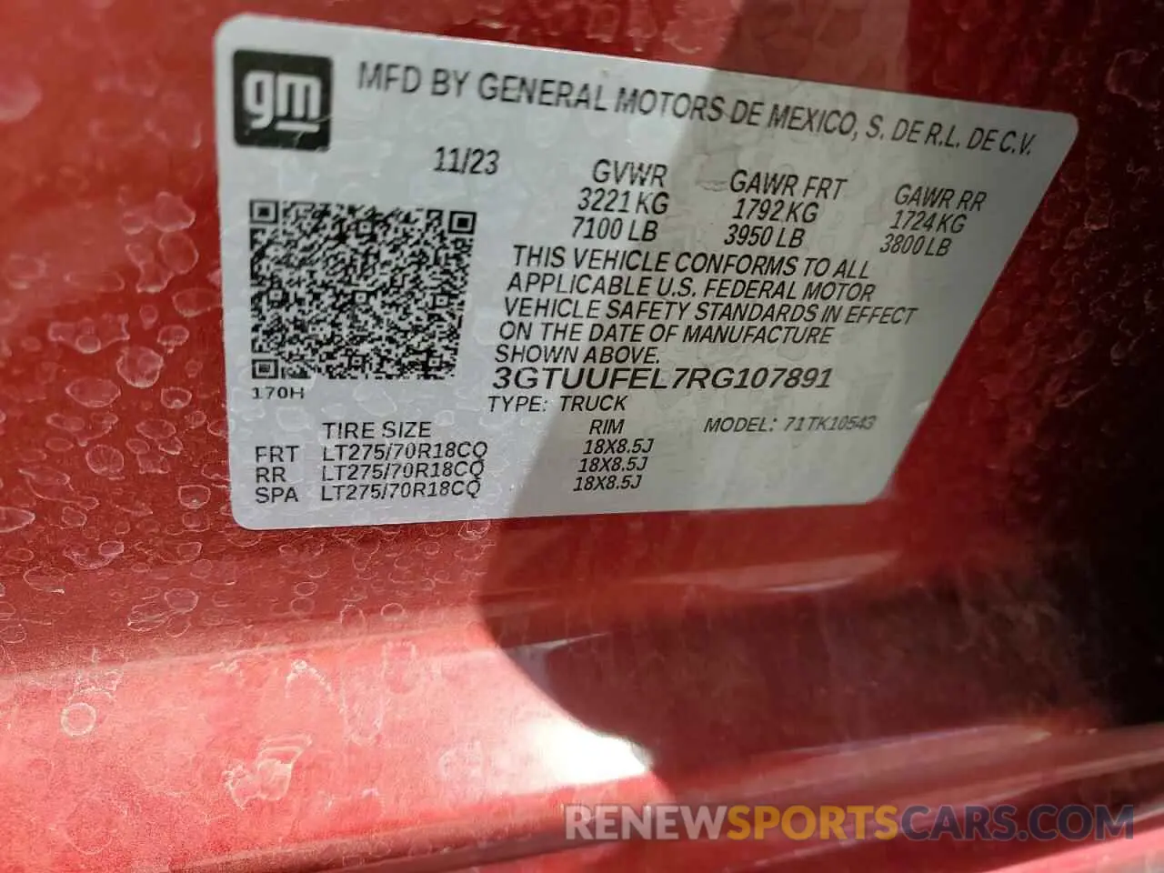 14 fotografías del automóvil dañado 3GTUUFEL7RG107891 GMC SIERRA 2024