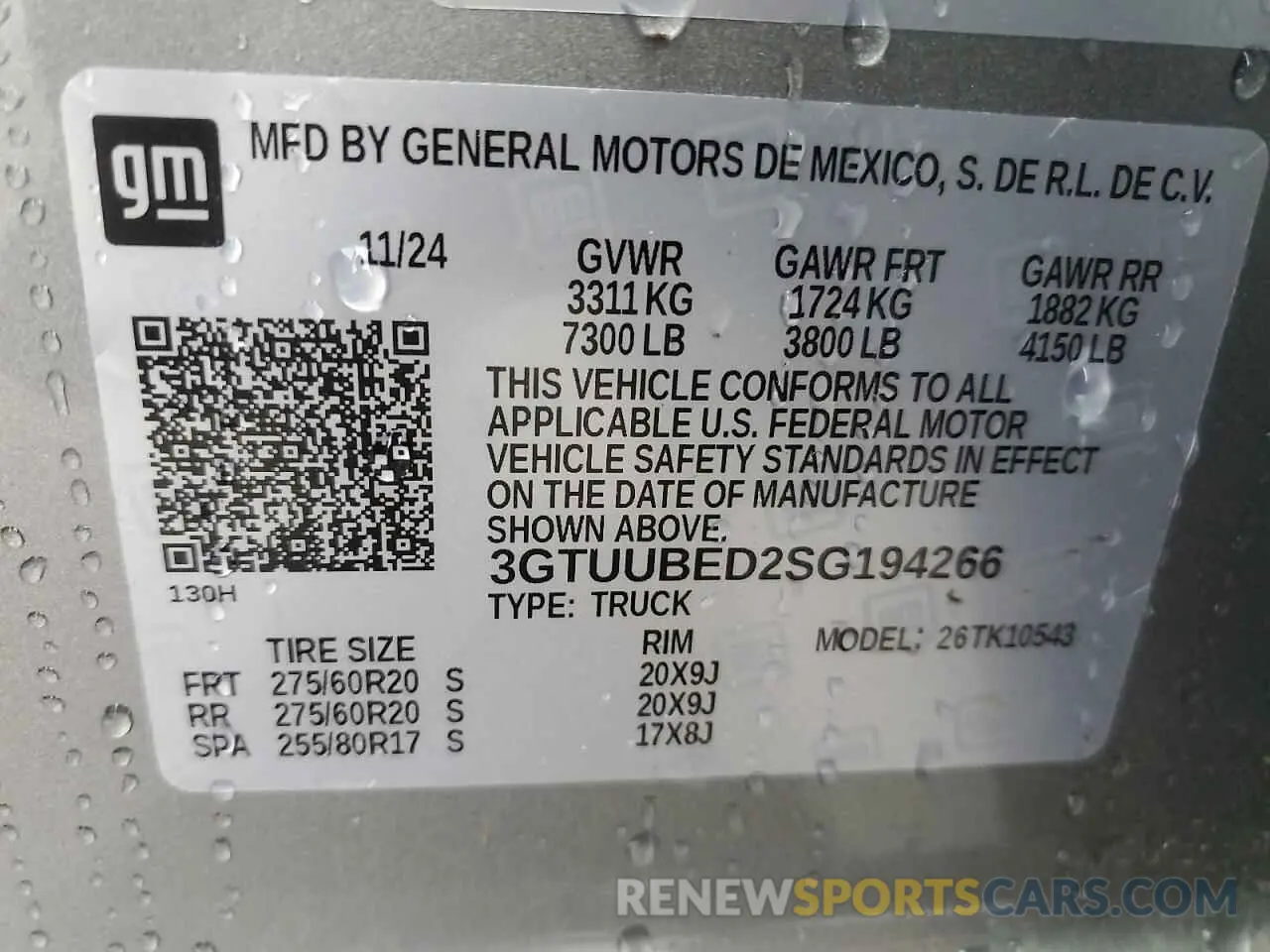 12 fotografías del automóvil dañado 3GTUUBED2SG194266 GMC SIERRA 2025