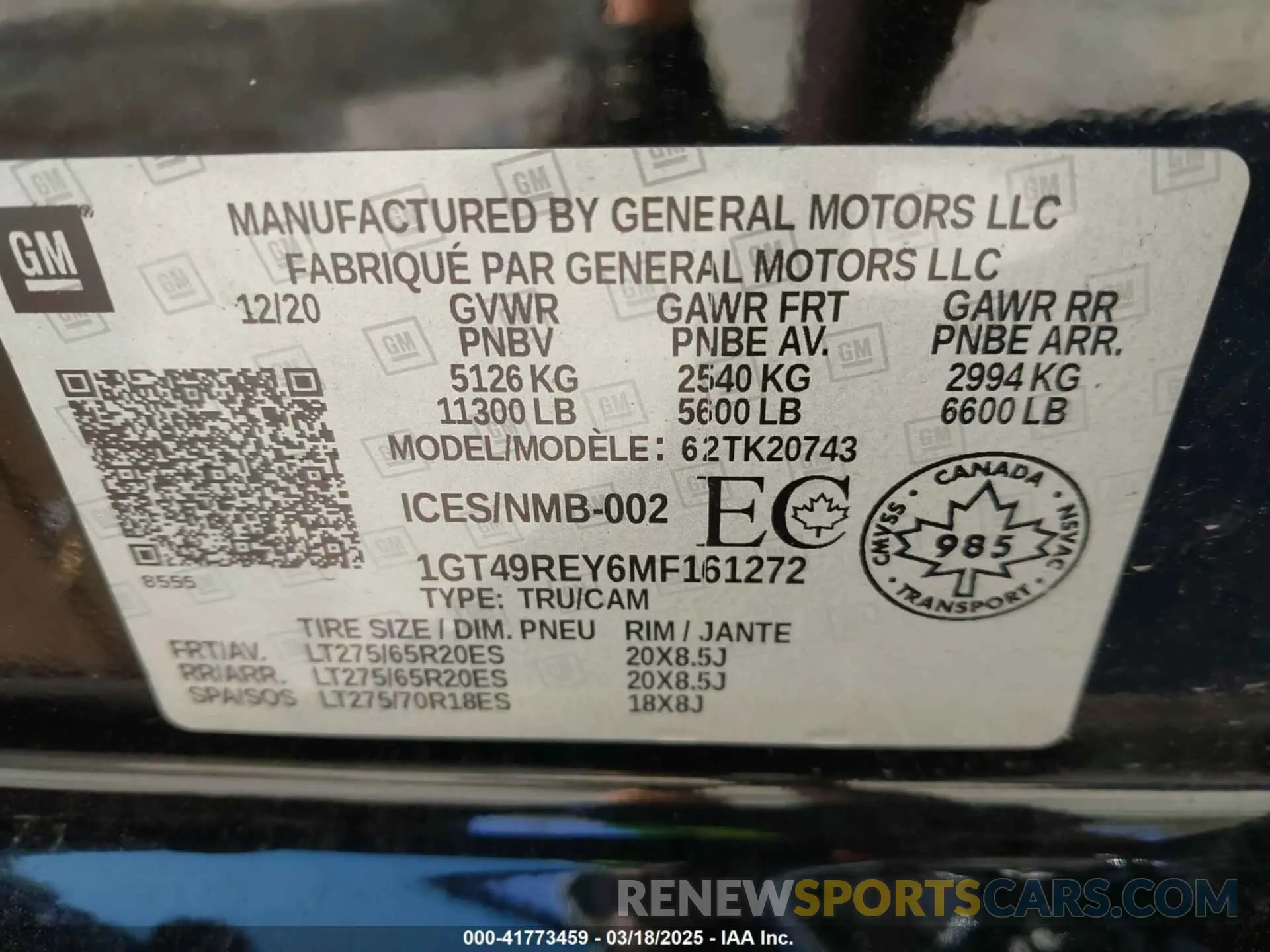 8 fotografías del automóvil dañado 1GT49REY6MF161272 GMC SIERRA 2500HD 2021