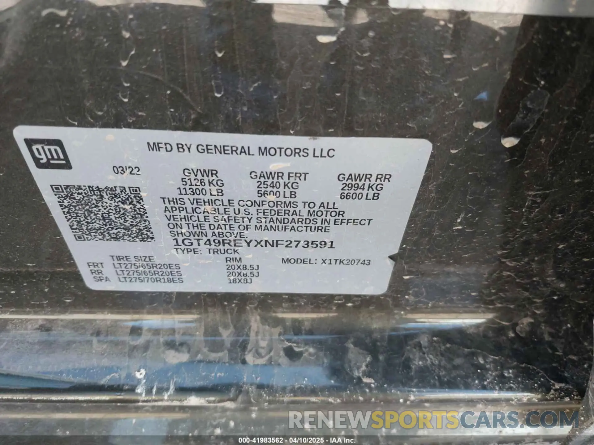 9 fotografías del automóvil dañado 1GT49REYXNF273591 GMC SIERRA 2500HD 2022