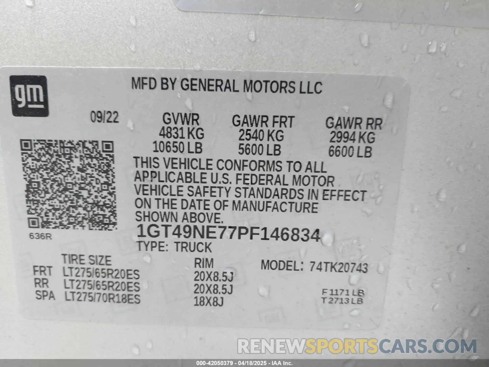 8 fotografías del automóvil dañado 1GT49NE77PF146834 GMC SIERRA 2500HD 2023