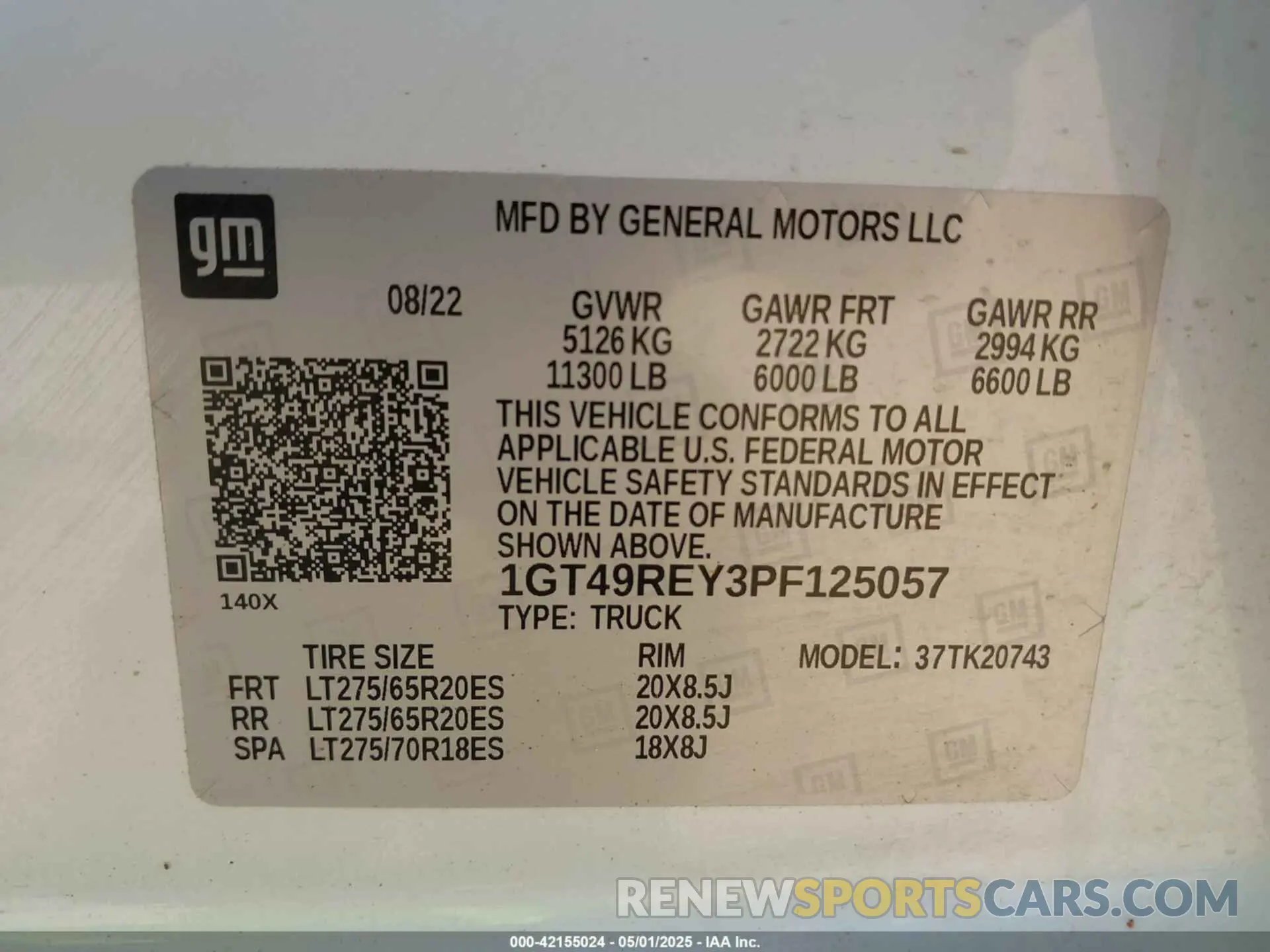 9 fotografías del automóvil dañado 1GT49REY3PF125057 GMC SIERRA 2500HD 2023