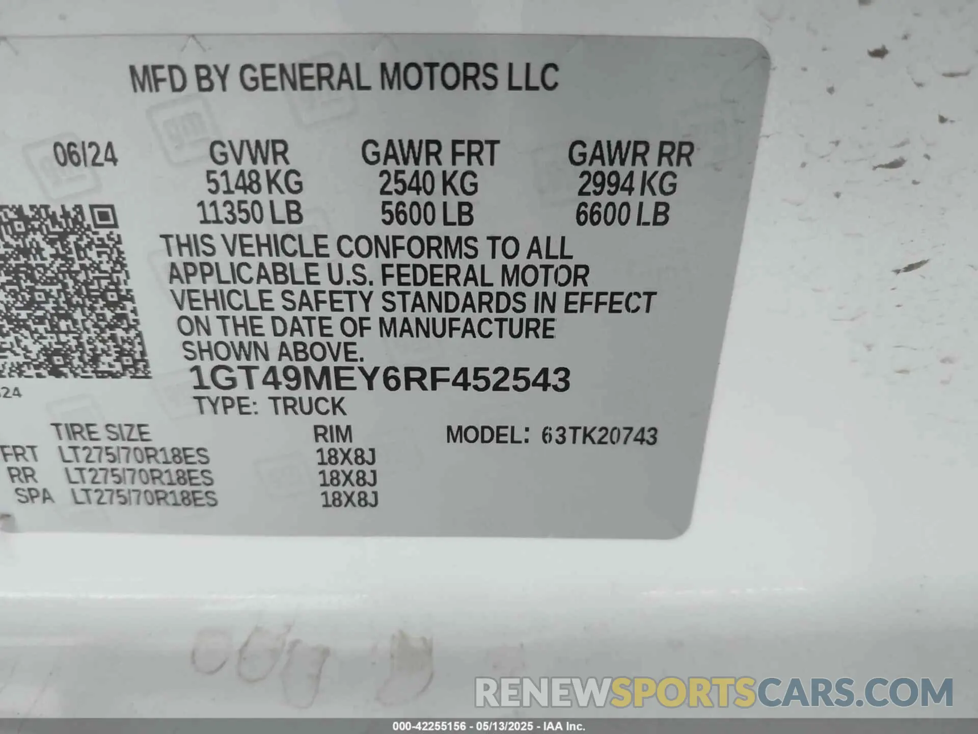 9 fotografías del automóvil dañado 1GT49MEY6RF452543 GMC SIERRA 2500HD 2024