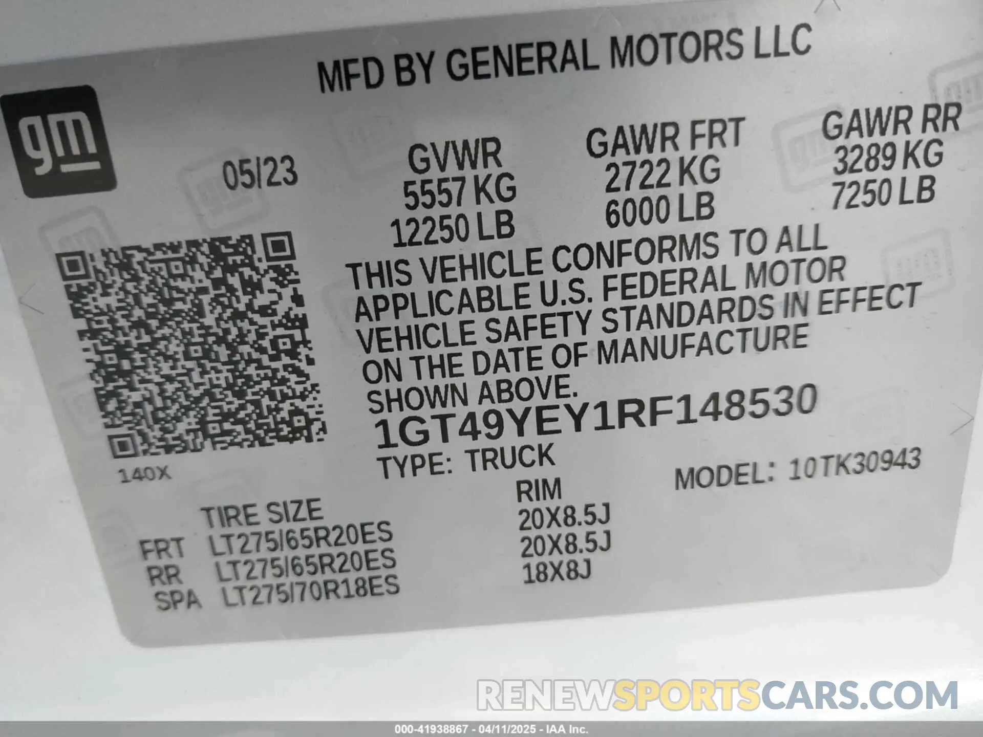 8 fotografías del automóvil dañado 1GT49YEY1RF148530 GMC SIERRA 3500HD 2024