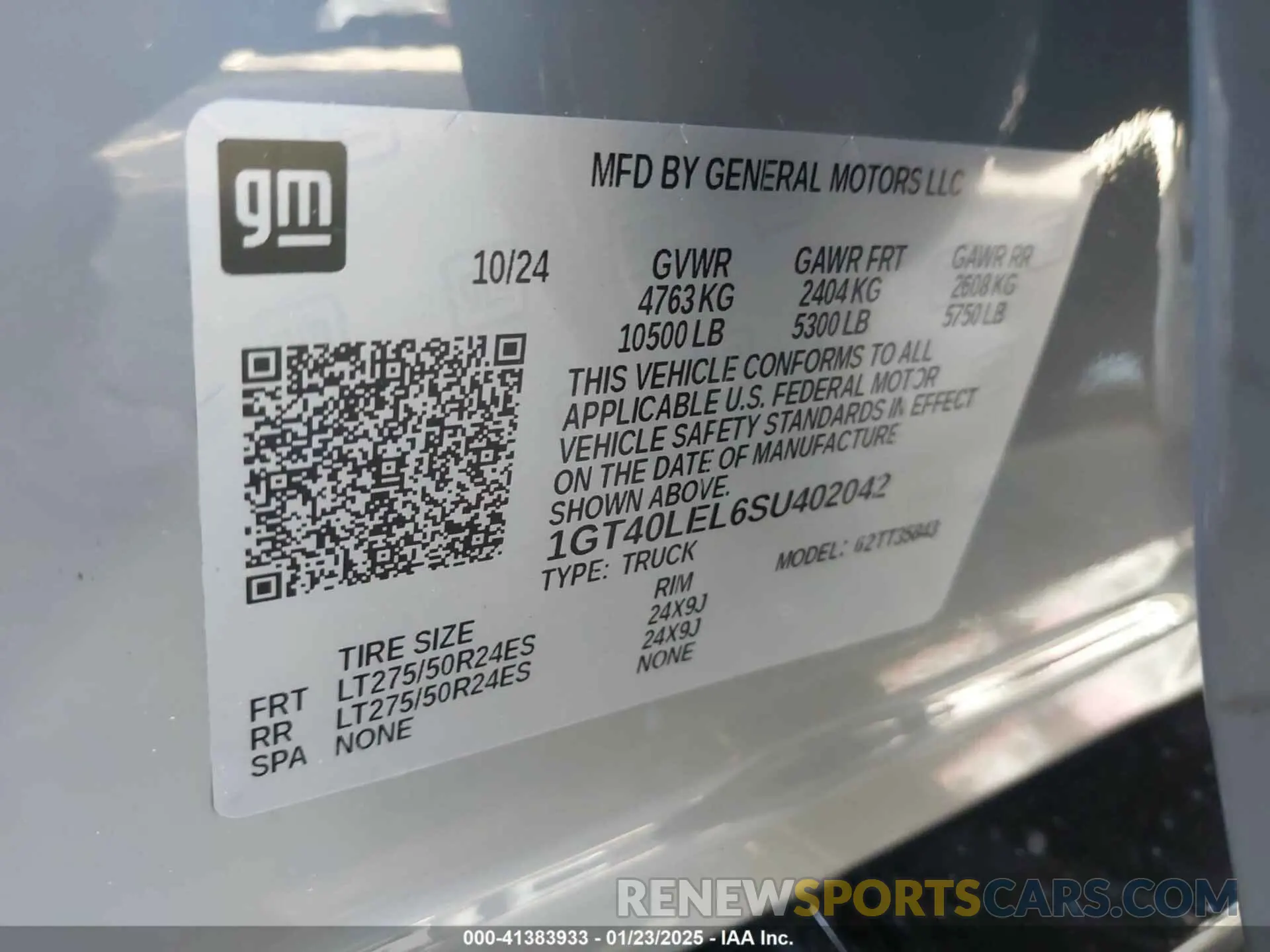 9 fotografías del automóvil dañado 1GT40LEL6SU402042 GMC SIERRA EV 2025