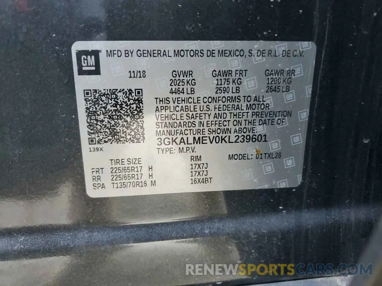 13 fotografías del automóvil dañado 3GKALMEV0KL239601 GMC TERRAIN 2019