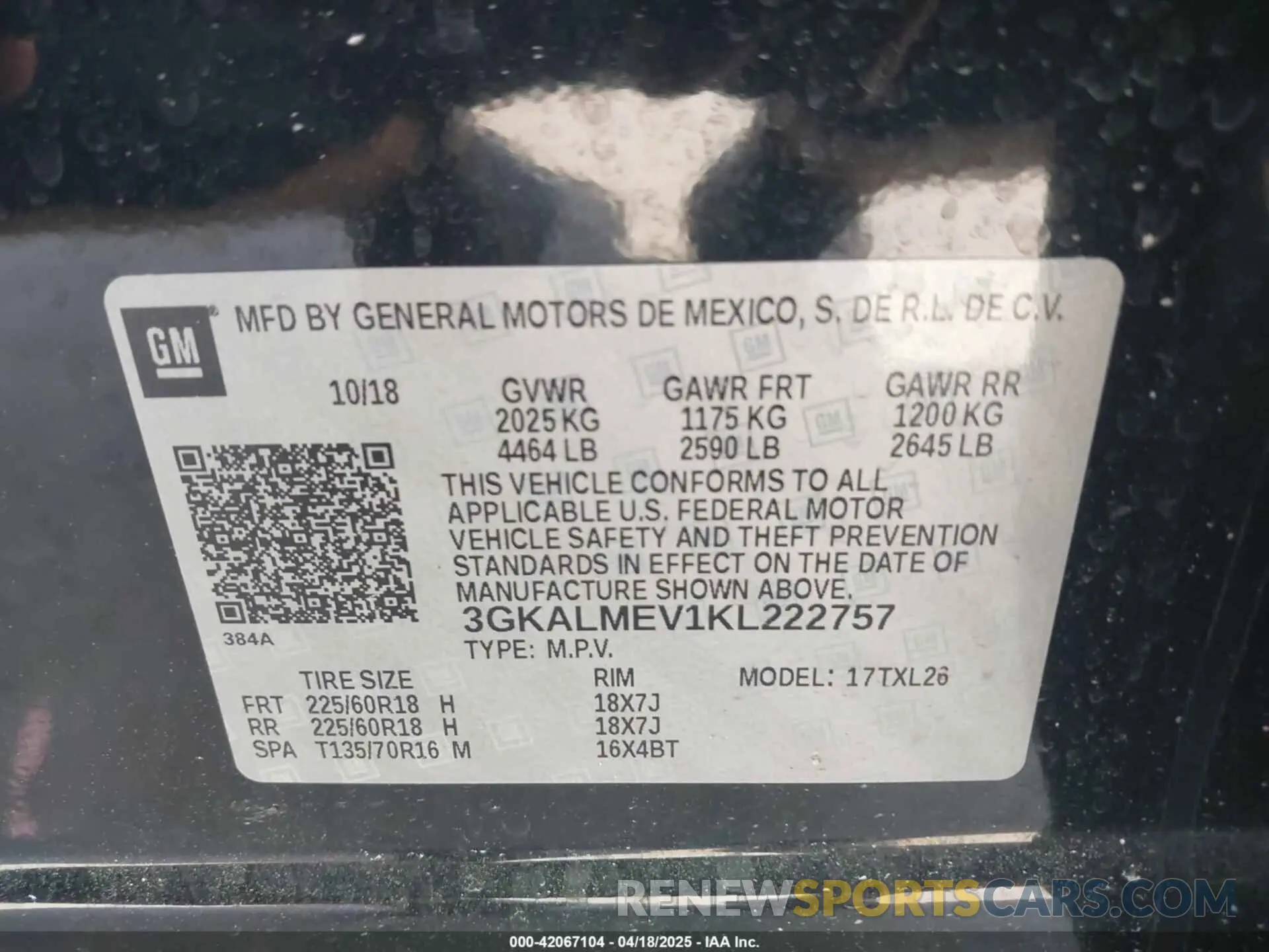 9 fotografías del automóvil dañado 3GKALMEV1KL222757 GMC TERRAIN 2019